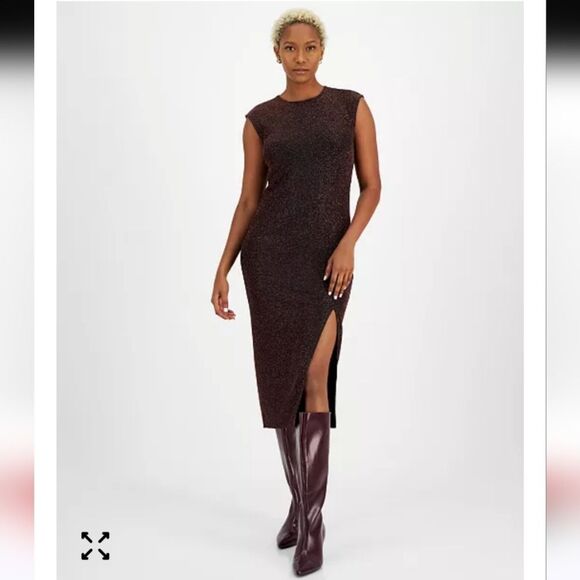 Bar IIIWomen's Strong Shoulder Side-Slit Midi Dress - Picture 1 of 5